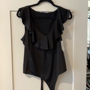 Black Body Suit with ruffle